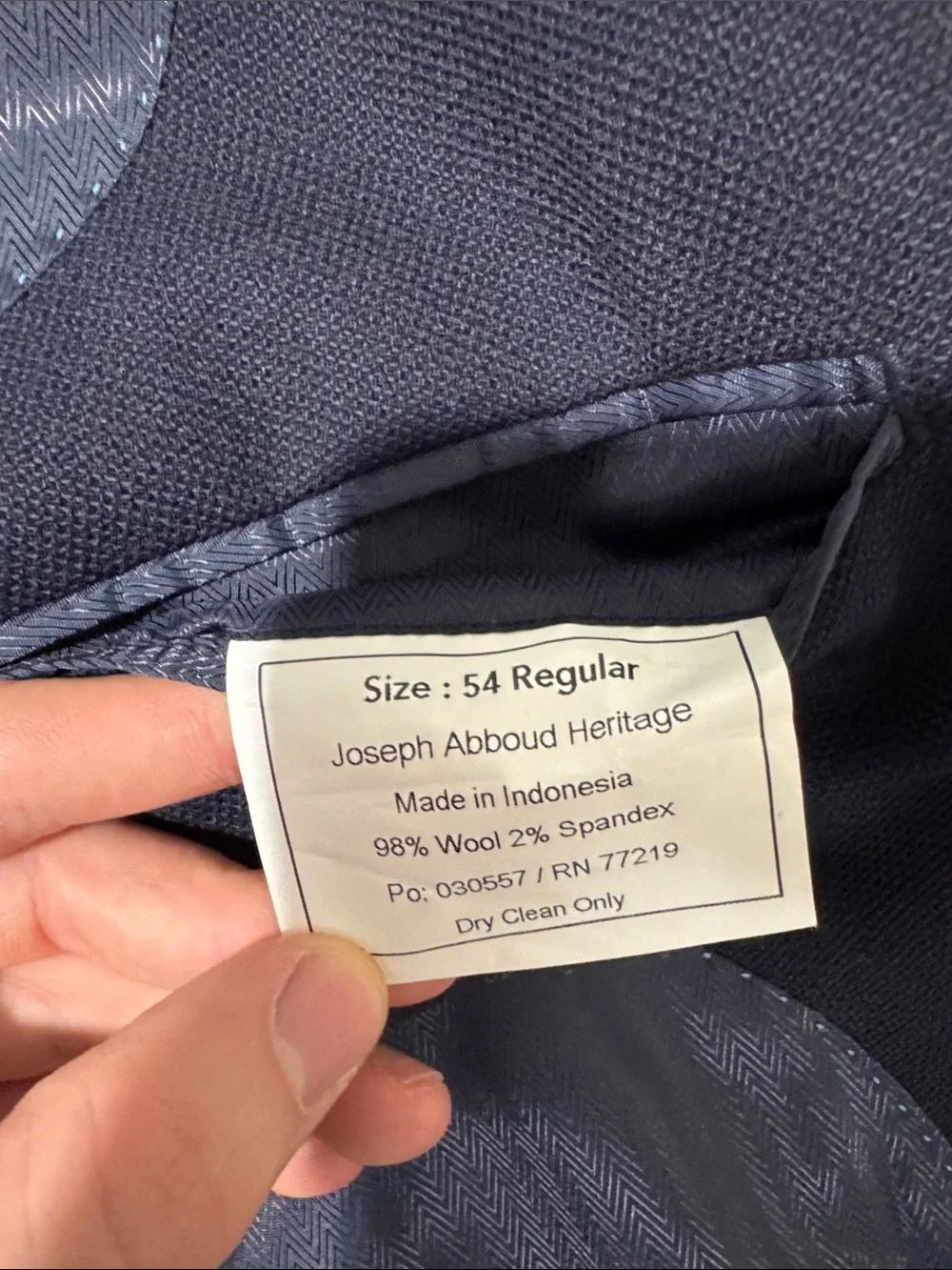 Joseph Abboud mens 54R navy blue wool blend executive fit 2-button sport coat